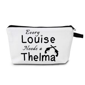 "every Louise Needs A Thelma Text Print Women Small Makeup Bag Travel Zipper😘